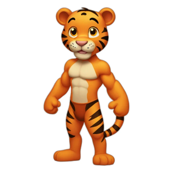 Tigger with a muscle chest and skinny arms sticker