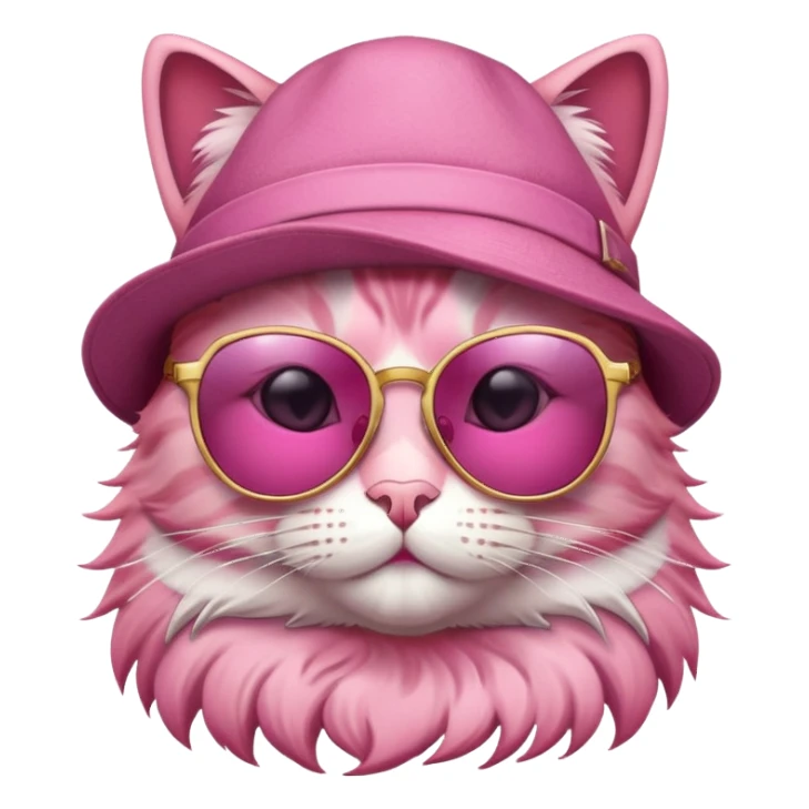 pink cat wearing sunglasses and hat sticker