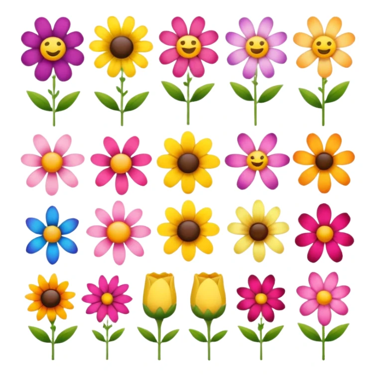emoji for flowers one item without face sticker