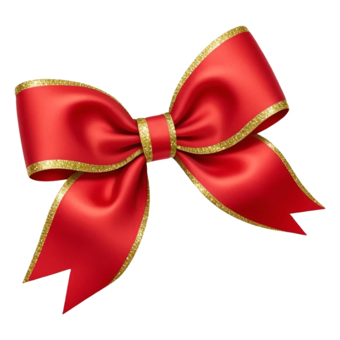 Red christmas bow with gold moving sticker
