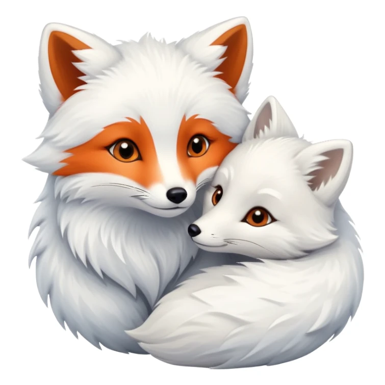A couple, orange fox cuddling an arctic white fox sticker