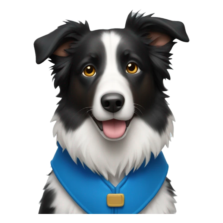 Border collie with blue vest on sticker