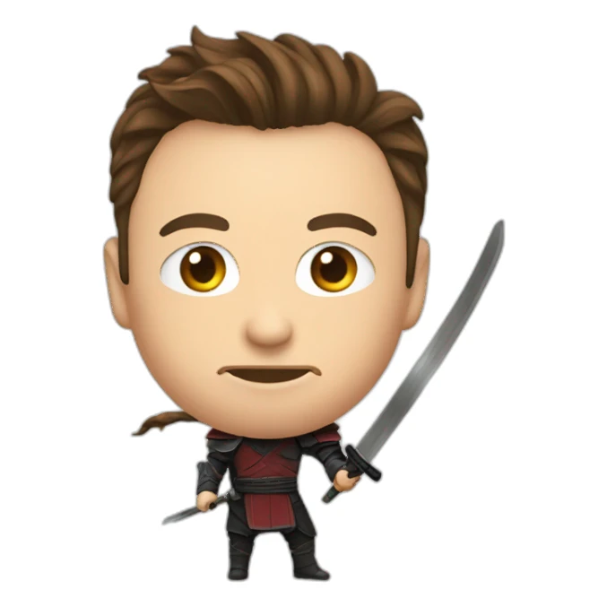 Elon Musk with a katana sticker