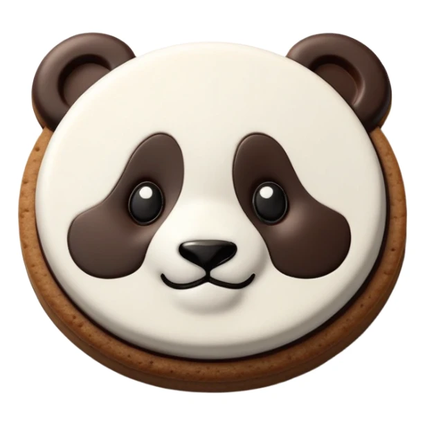 Chocolate biscuit with cute panda face design like Hello Panda cookie, round biscuit with panda face stamped on top sticker