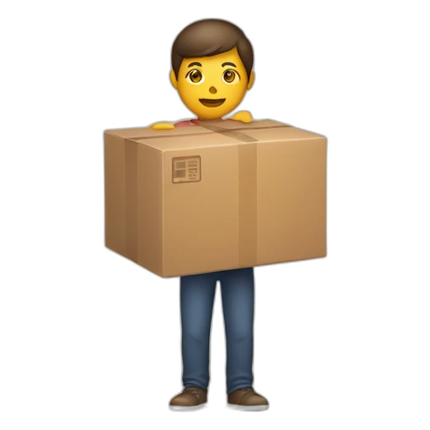 A person with a box in hands sticker
