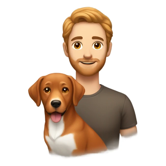   brown haired man and fox red labrador retriever sticker