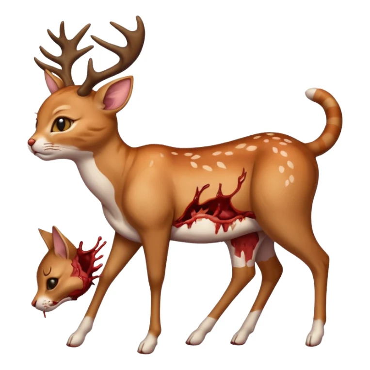 Cat kicking inside deer’s digesting stomach,  sticker
