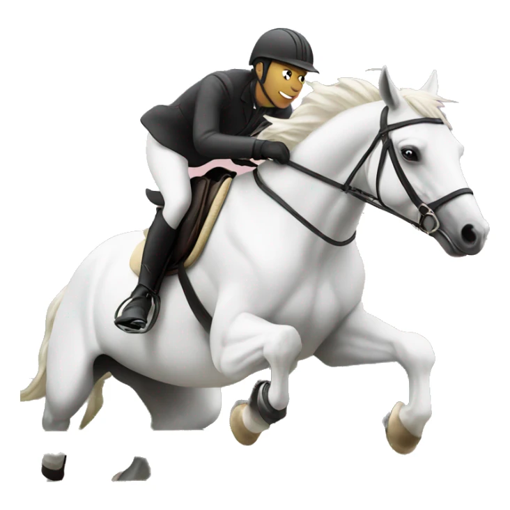 Rider and white horse jumping sticker