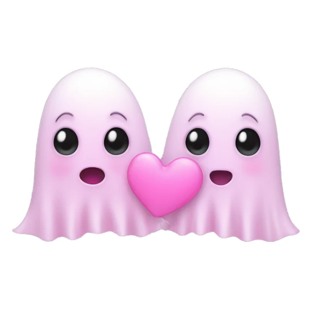 Two cute Ghost Friends pink Little Hearts  sticker