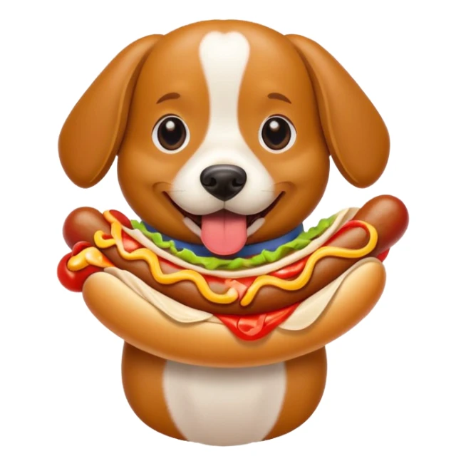 Dog eating a hotdog sticker