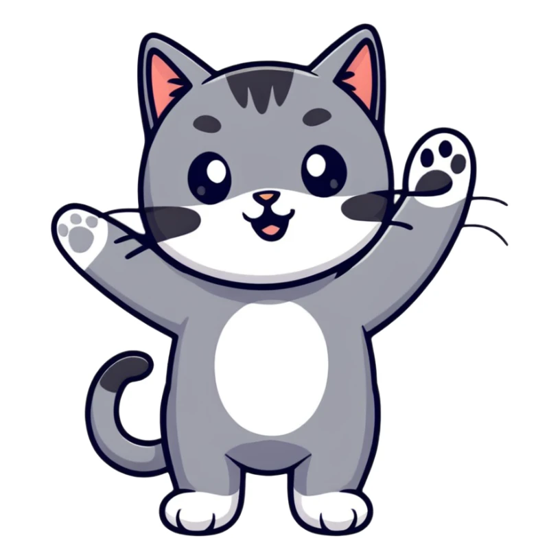 playful cat with paw up sticker