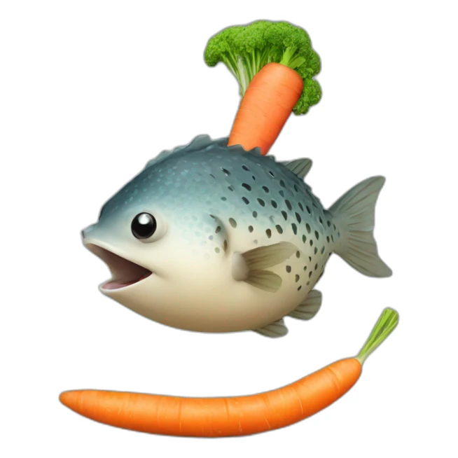 blowfish eating a carrot sticker