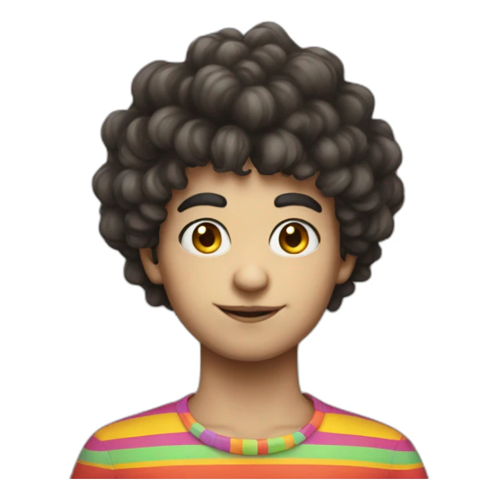 Brunette boy in clown wig  sticker