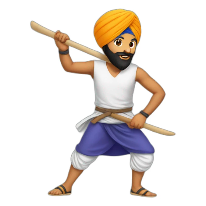 sikh guy with turban playing gatka sticker