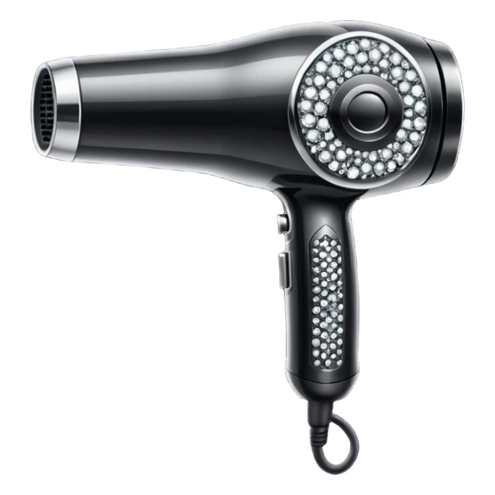 black blow dryer covered in diamonds sticker