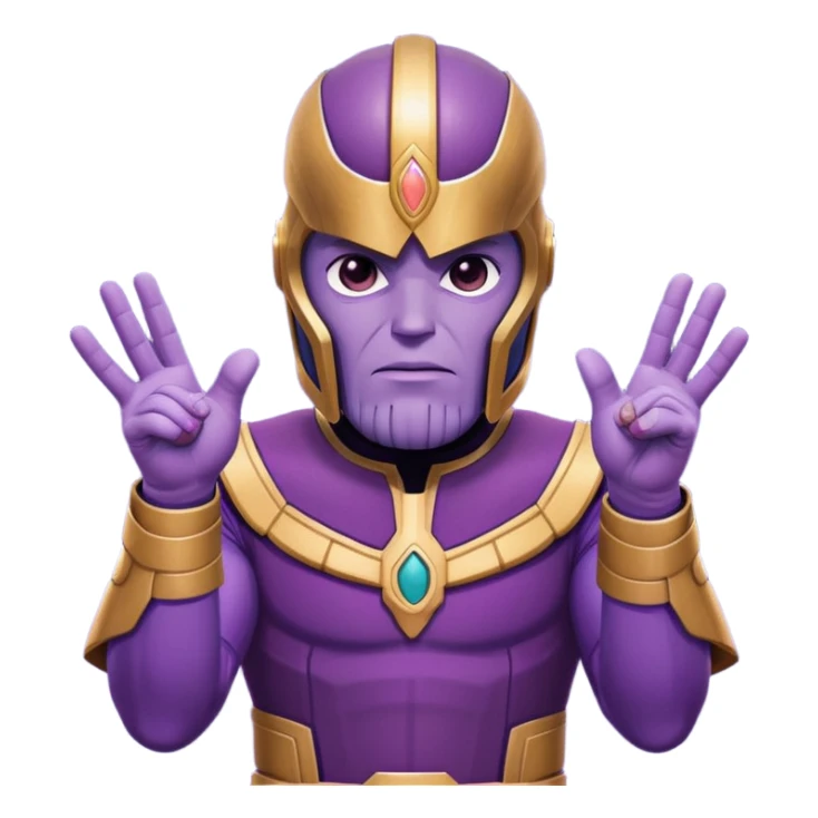 Thanos wearing a Squid Game guard uniform making a hand gesture sticker