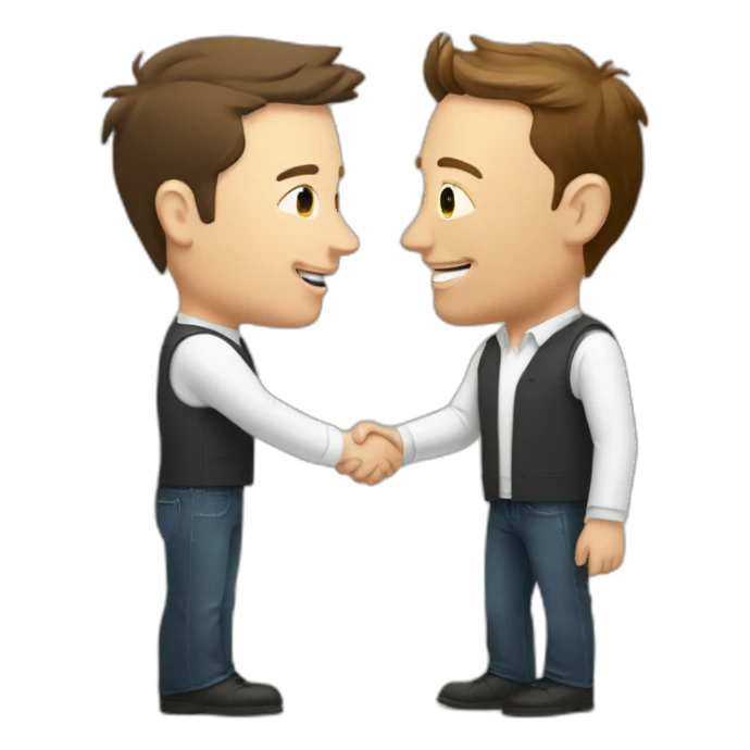 elon musk shaking hands with czuckerberg sticker
