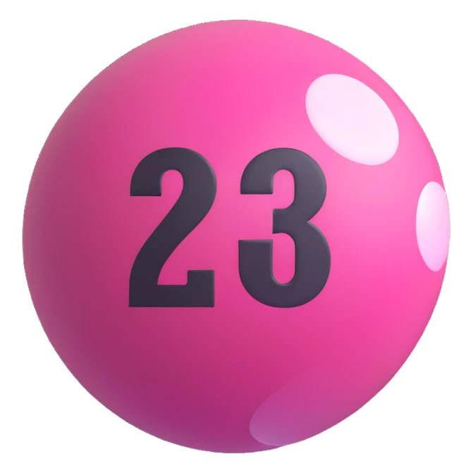 pink billiard ball with the number 23 sticker