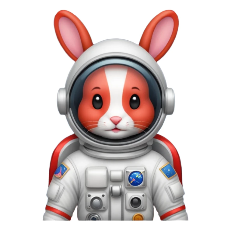 red rabbit with astronaut costume sticker