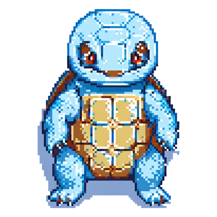 pixel art Squirtle, classic Pokémon style sticker