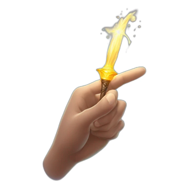 harry potter's hand with a wand throwing a spell with magic light sticker