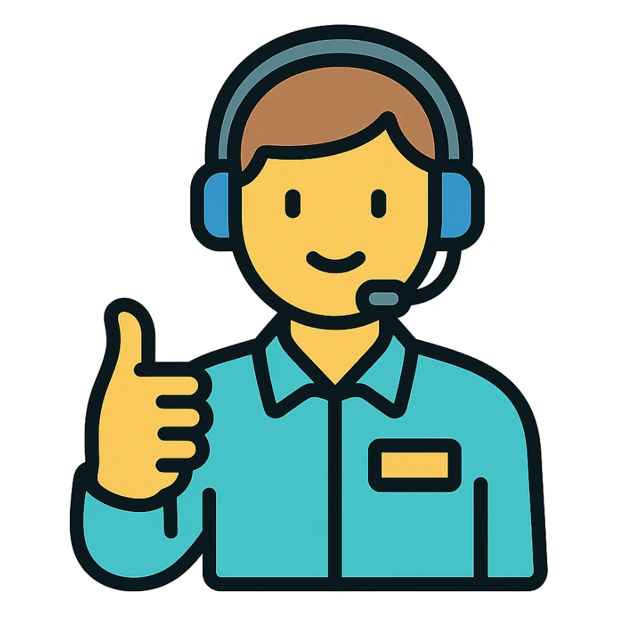 NOC technician giving a thumbs up sticker