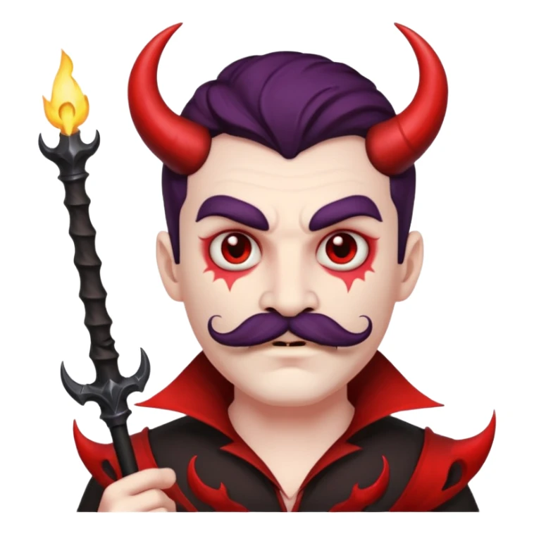 human colored demon with mustache and wand sticker