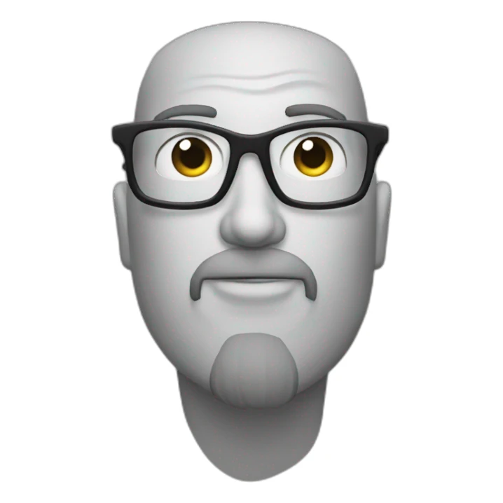 A man with a goatee, glasses, and forehead golfs sticker