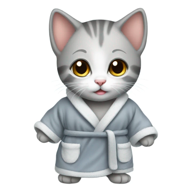 A baby kitten with a grey bathrobe on sticker