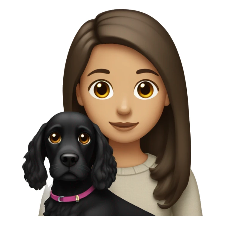 brown, straight-haired girl with a fully black cocker spaniel sticker