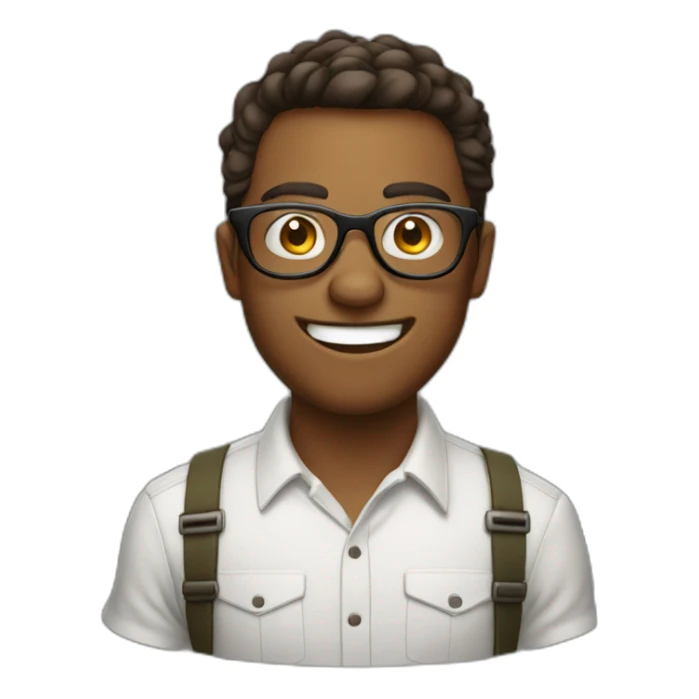 Geek in round glasses with big teeth sticker