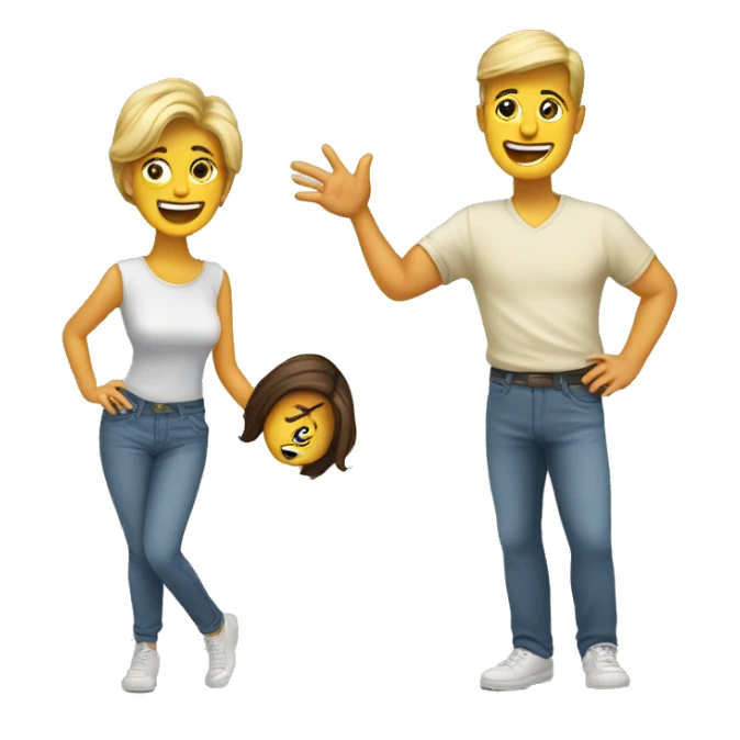 playful couple in parody pose sticker