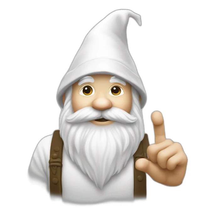 A gnome all white with finger honor sticker