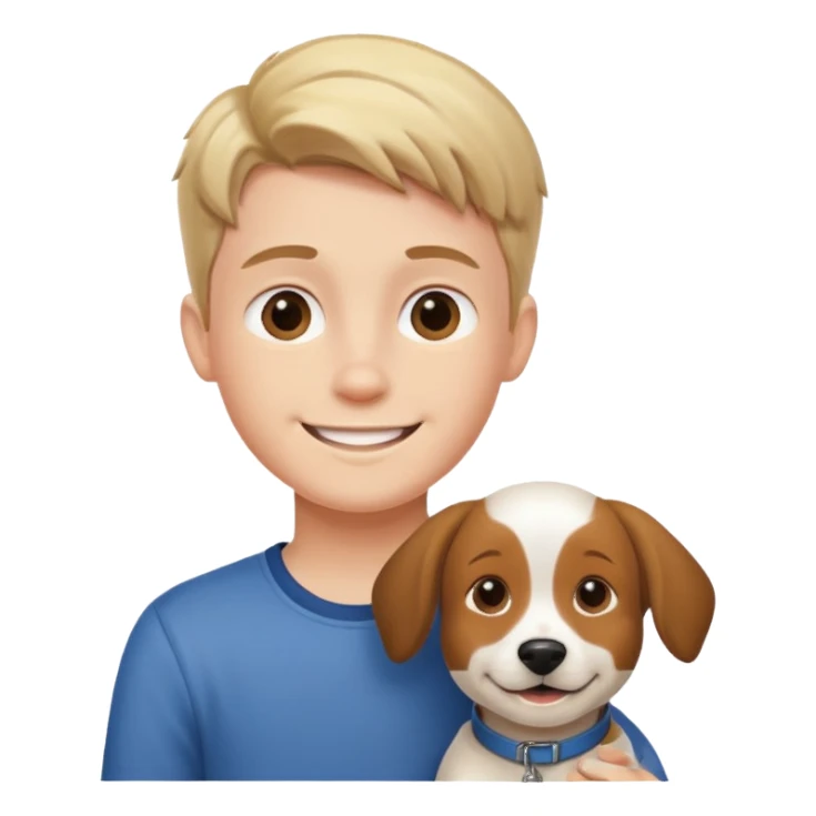 smiling boy with dog outdoors sticker