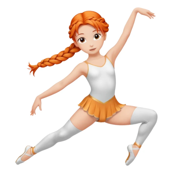 A young dancer with braided orange hair, practicing a gentle arabesque. sticker