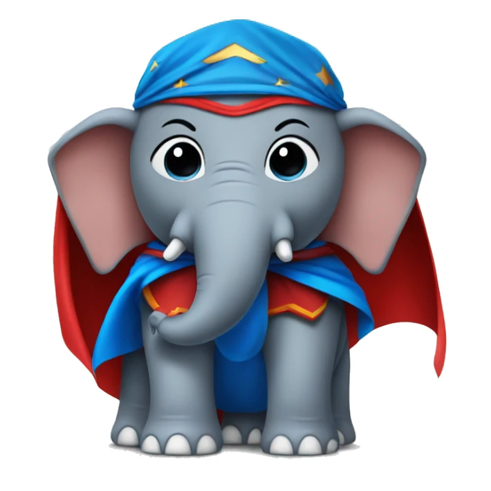 Elephant super-hero blue and red with a cape sticker