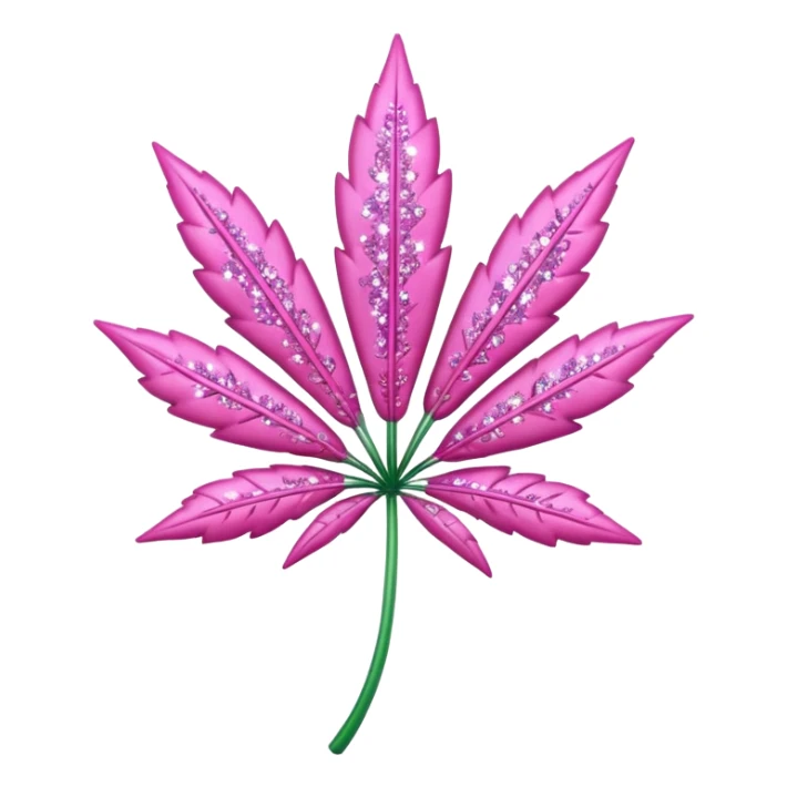 Pink weed emoji sparkly sticker