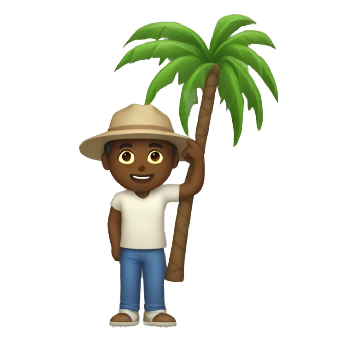 Person carrying a palm tree sticker