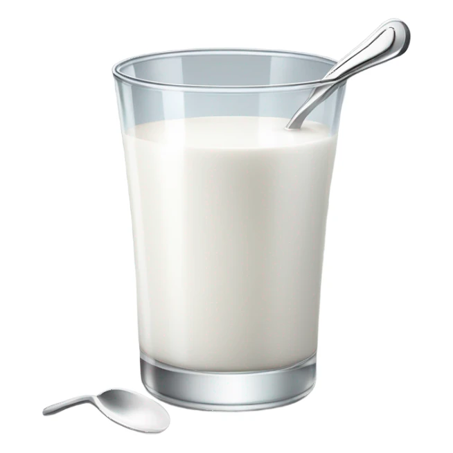 Milk at glass and spoon sticker