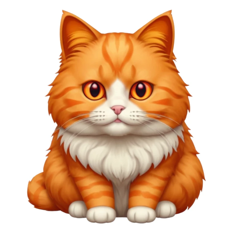 orange puffy cat with red eyes sticker