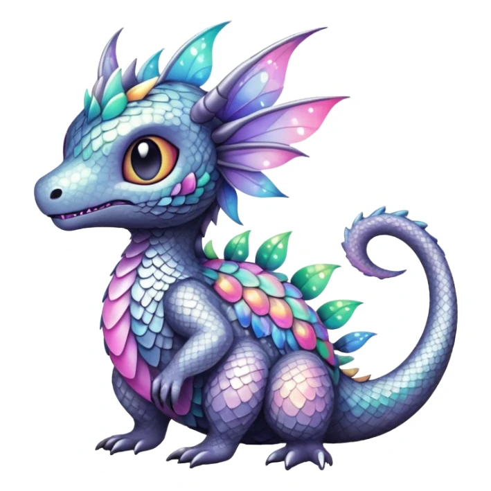 Dark-pastel greyish Randomly-colored sparkly exotic Fakémon-creature with random patterns sticker