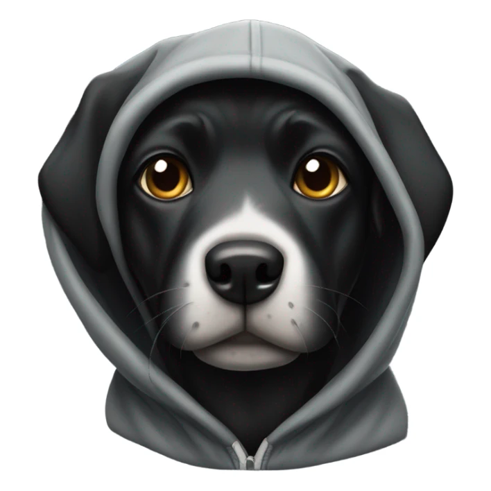 Black Dog wearing a hoodie sticker
