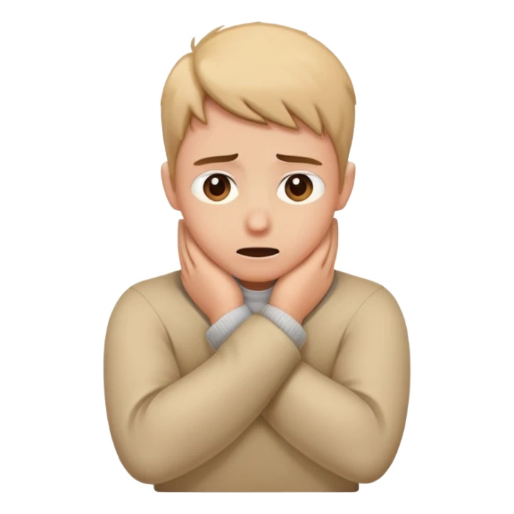 Person crossing arms around neck panic sticker