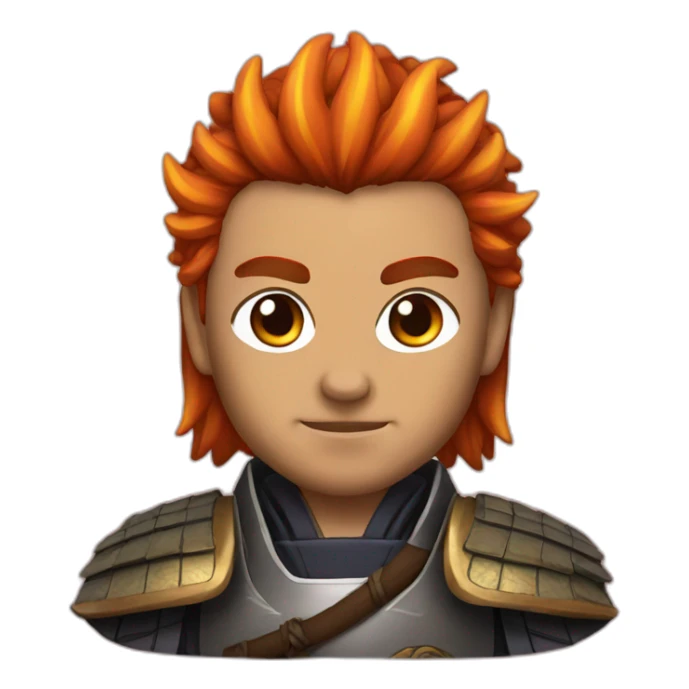 Samurai with fire hair sticker