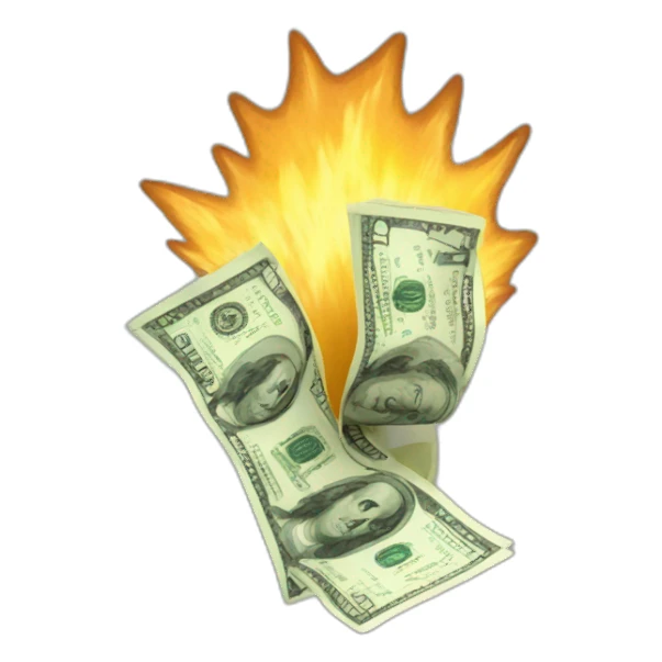 Make an image of money starting to explode sticker