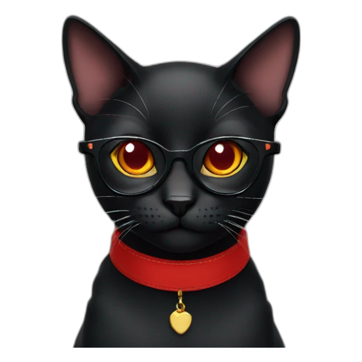 Black cat with glasses and red choker sticker
