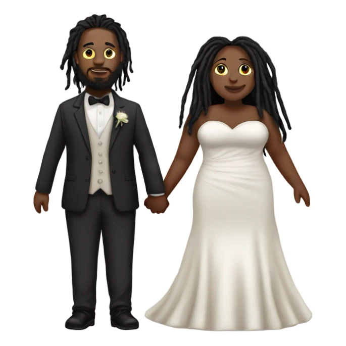 full body Plus size couple with dreads wedding pale sticker