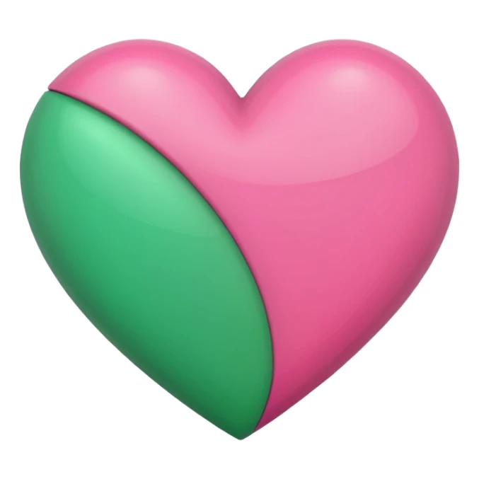 Half pink and half green heart sticker
