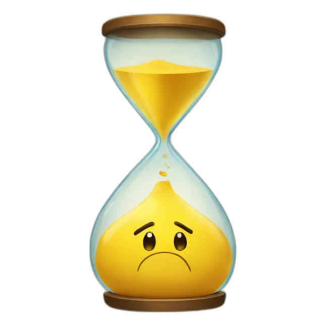 big yellow emoji looking at hourglass sticker