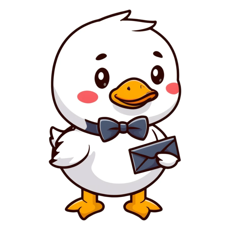 duck with bowtie holding birthday card sticker
